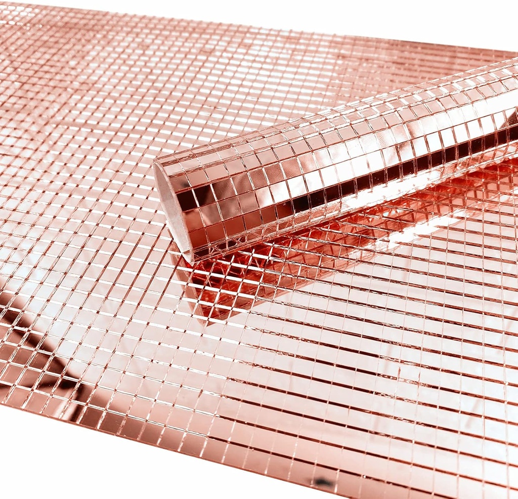 2400pcs Self-Adhesive Craft Mirrors Mosaic Tiles Mini Rose Gold Square Glass Sticker for DIY Decoration,5mm by 5mm