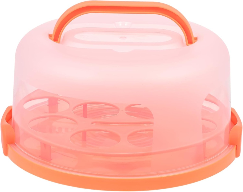 DECHOUS Portable Cake Carrier Box with Tray Sealing Buckle Lock Leak Handle Cake Container for Cupcakes and Desserts Thickened Orange Baking Storage Case