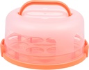 DECHOUS Portable Cake Carrier Box with Tray Sealing Buckle Lock Leak Handle Cake Container for Cupcakes and Desserts Thickened Orange Baking Storage Case