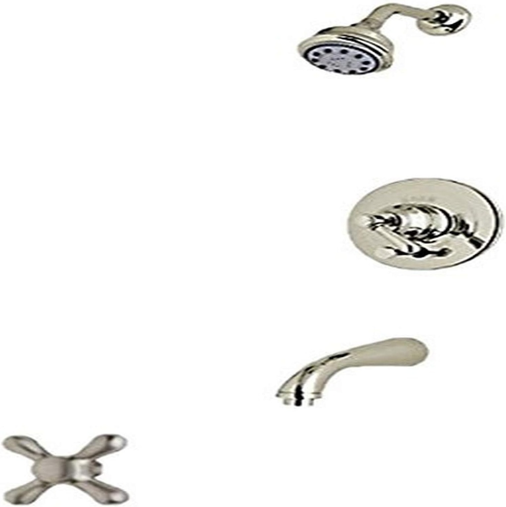 Rohl RBKIT18XM-STN Country Bath Verona Pressure Balance Shower & Bath Tub Package with Cross Handle Includes B240Nsh 1440/6 C1703, Satin Nickel