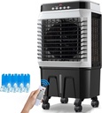Evaporative Air Cooler, Cooling Fan and Humidifier with Remote, 4 Ice Packs, 12H Timer, 4 Universal Wheel, for Outdoor Indoor Use