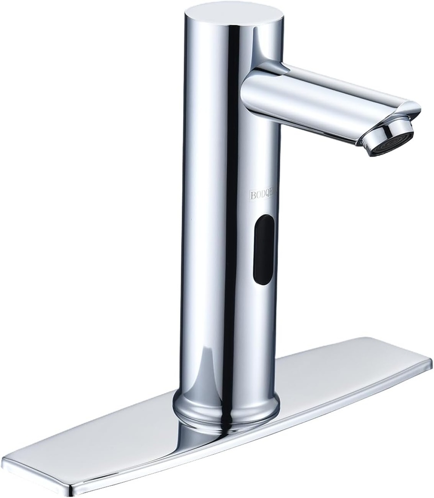 Automatic Faucet touchless Commercial Motion Sensor Bathroom Faucet with Cover Plate Vanity Faucets Hands Free Waterfall Bathroom Water Tap with Control Box and Temperature Mixer by Bodqemr…