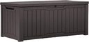 YITAHOME 120 Gallon Resin Deck Box, Weather Resistant Outdoor Storage Box for Patio Cushions, Garden Tools, Pool Supplies, Lockable, Easy Assembly, Extra Seat or Table (Dark Brown)