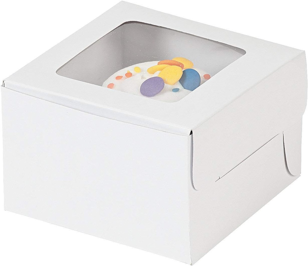 White Cupcake Boxes, 12 count - Each with Clear Window - Treat Boxes for Birthday Party, Events, Baby Shower, Wedding, and More