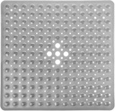 Yimobra Shower Bathtub Mat Non Slip, 21x21 Inch, Soft Square Bath for Tub with Suction Cups and Drain Holes, Stall Floor Mats Bathroom, Machine Washable, Bathroom Accessories, Clear Gray