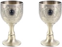 2Pcs Vintage Wine Cup Retro Metal Wine Goblet Flower Embossed Wine Glasses Mini Portable Cups for Home Bar, Wedding, Party Supplies