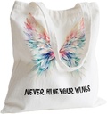 Funny Inspirational Canvas Bag, Christian Tote Bag, Heart & Wing Tote Bag, Boho Floral Y2K Butterfly Canvas Bag