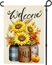Fall Garden Flag 12x18 Inch Double Sided Welcome Floral Small Seasonal Fall Flag Autumn Yard Outdoor Flag Decoration