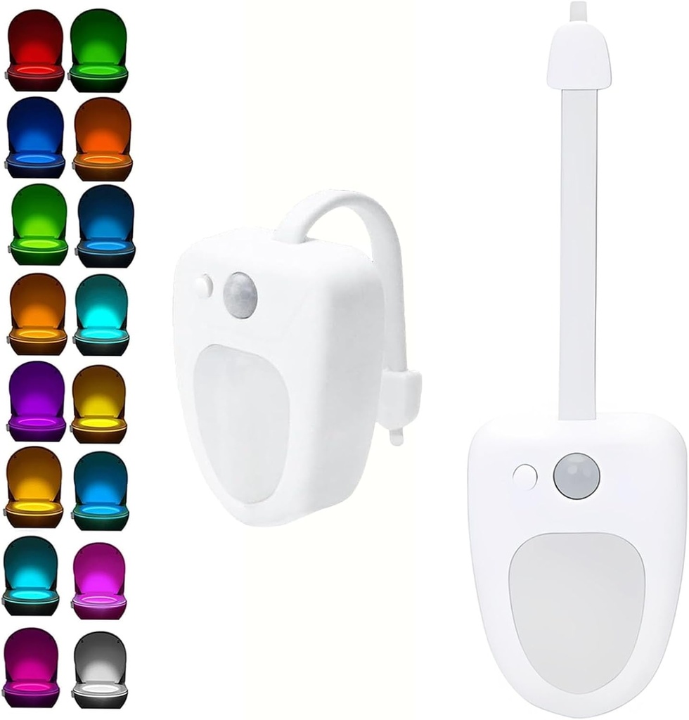 2-Pack Toilet Night Light, 16-Color Changing LED Light for Toilet Bowl with Motion Sensor Activated Nightlight for Bathroom/Bedroom/Hallway