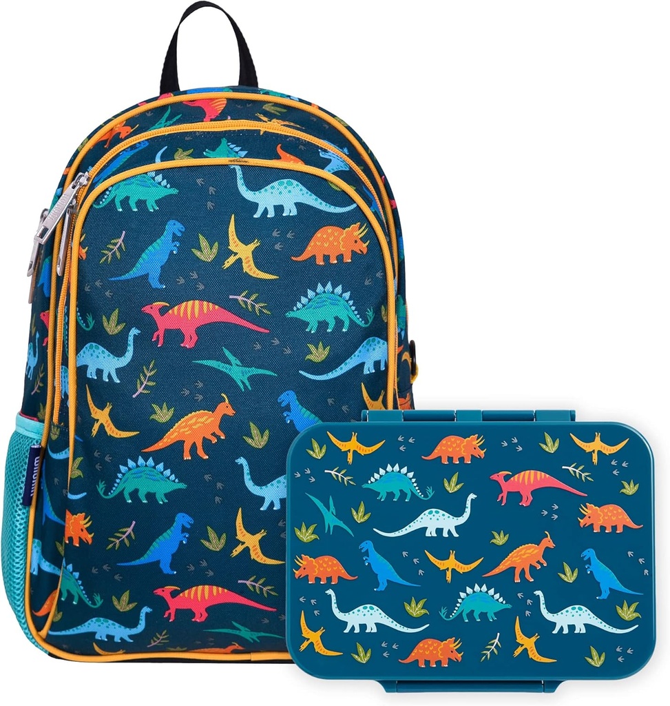 Wildkin Kids 15 Inch Backpack Bundle with Bento Box (Jurassic Dinosaurs)