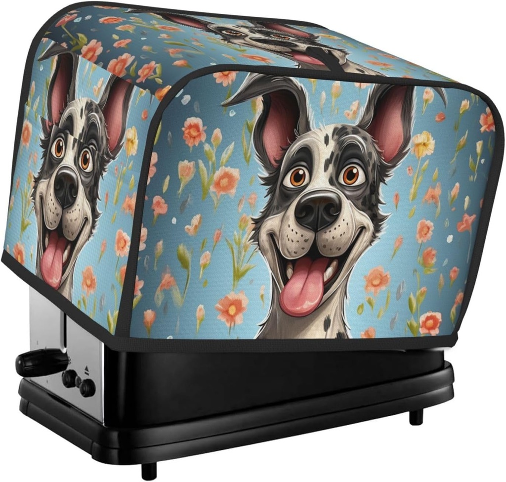 2 Slice Toaster Cover with Pocket Universal Size Toasters Dusts Covers fun dogs Bread Machine Cover & Protection Bread Machine Protector Small Kitchen Appliance Covers
