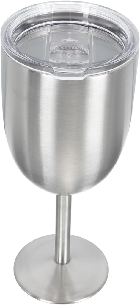 OUNONA Stainless Steel Double Stemmed Wine Goblet with Lid Insulated Multi Function Wine Cup for Home Party Restaurant and Stylish