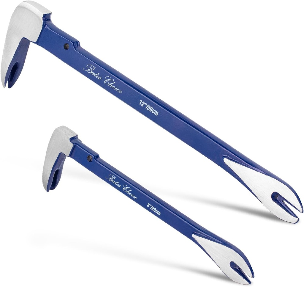 Bates- Pry Bar Nail Puller Set, 2 Pack, 8" & 12", Nail Puller Tool, Small Pry Bar