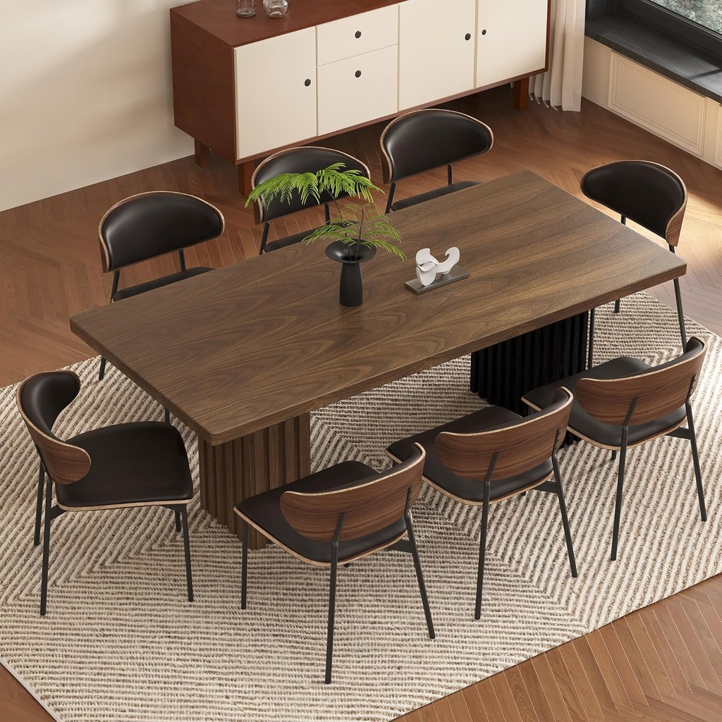 Mid-Century Modern 70.8" Dining Table, Versatile for Kitchen, Home Office, Living Room, Breakfast Nook, Outdoor Patio & Gaming, Ideal Dining Room & Work Desk, Walnut