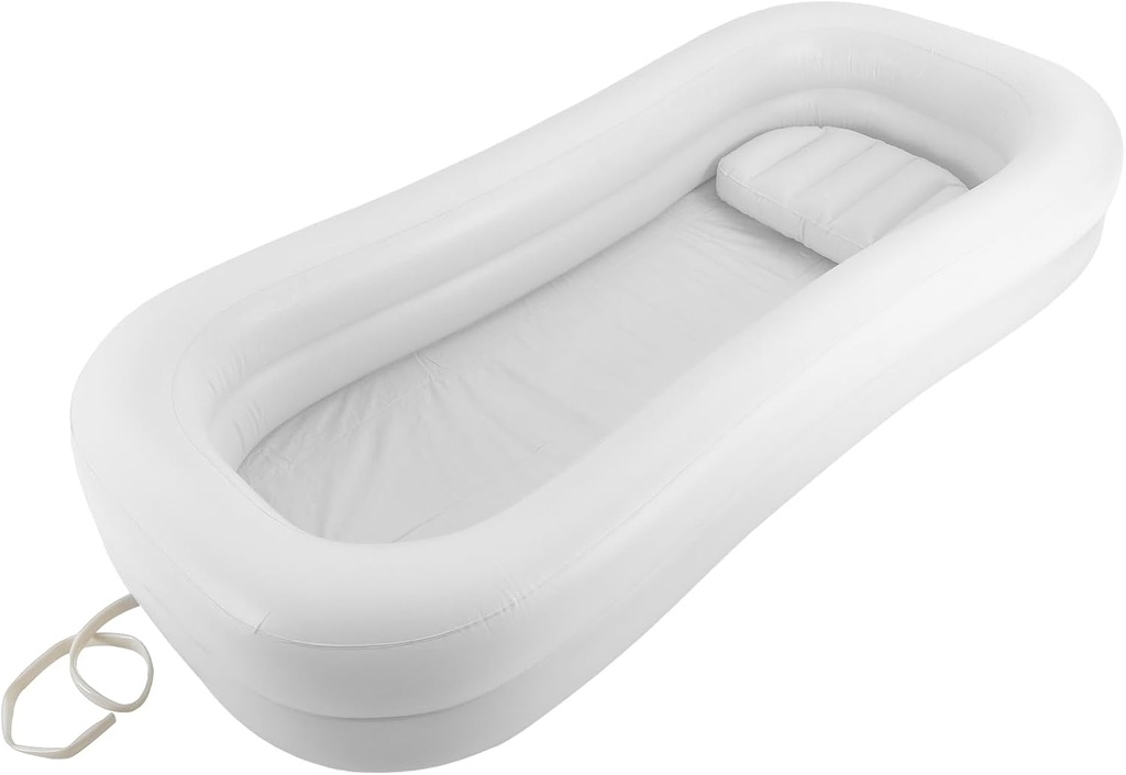 Inflatable Bathtub, 10L/ 2.64 Gal Large PVC Shower Bathtub Inflatable Bathtub for Adults, Rectangle Adult Shower Bath with Electric Air Pump, Free-Standing White Bath Tub for Home, Hospitals