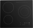 3 Burner Electric Cooktop, 2600W 110V Built-in Countertop Electric Stove Top, Knob Control Ceramic Cooktop with Glass Protection Metal Frame, 9 Heating Level, Compatible with All Cookware