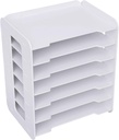 7 Tier White Wooden Office Desk, Mail Organizer Vertical File Organizer, Paper Sorter Organizer with 7 Slots Adjustable, Construction Paper Storage Mailbox for Classroom Office
