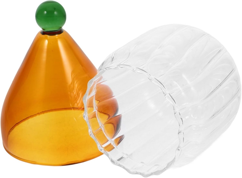 ABOOFAN Christmas Candy Jar Lid Xmas Hat Shaped Glass Container for Sweets Cookies and Snacks Kitchen Storage Decor