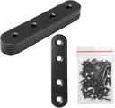8 Sets 4 Inch Stainless Steel Flat Plate Straight Bracket Flat Metal Brace Bracket, 100mm Metal Brackets Mending Repair Plate Brace with Screws for Wood Straight Brace (Black)