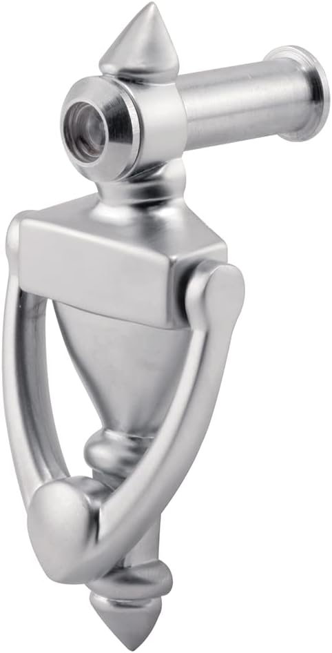 Prime-Line MP4517 Door Knocker and Viewer, 1/2 In. Bore, 160-Degree View Angle, Satin Nickel (Single Pack)