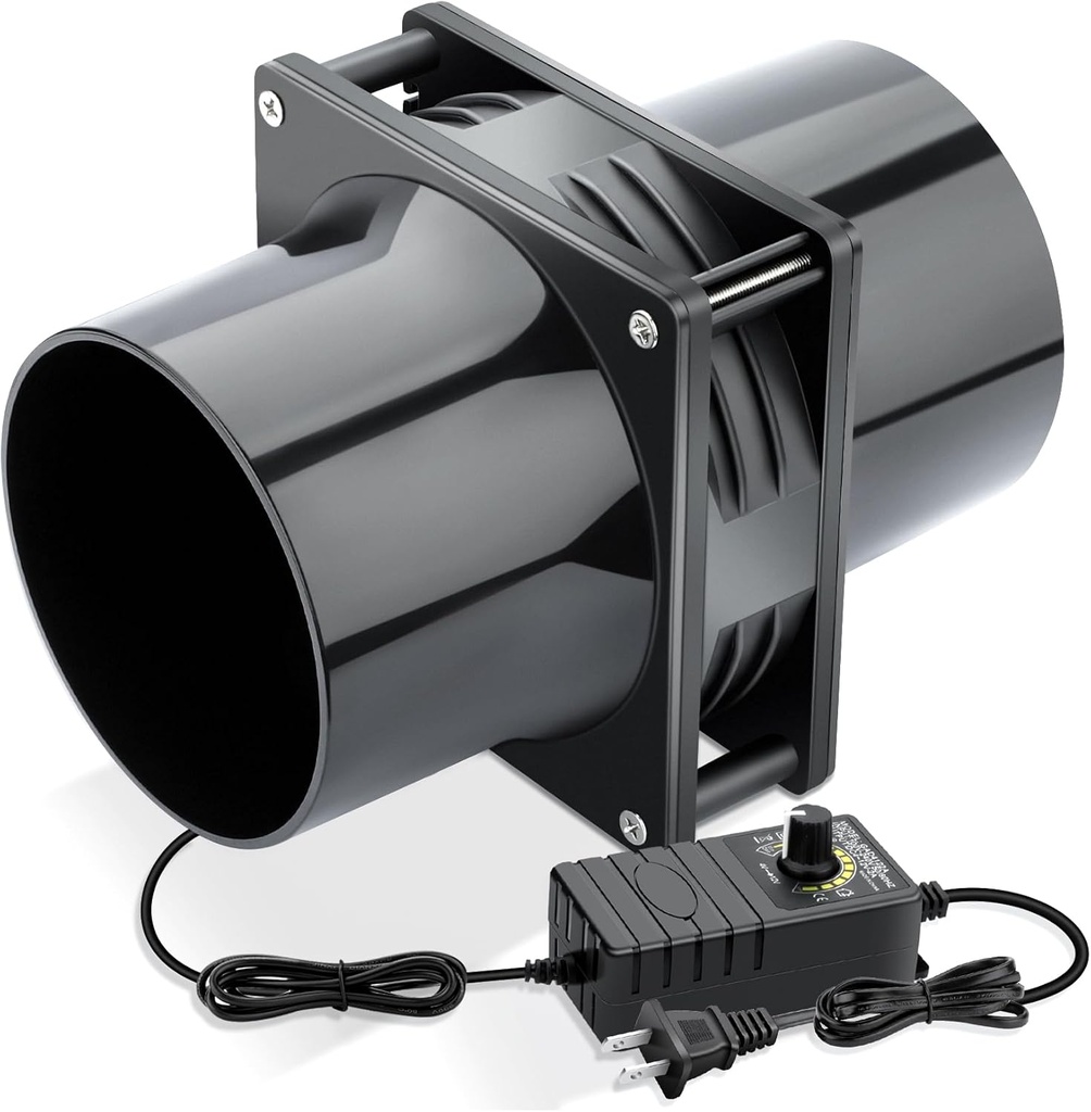 Wathai 120mm x 38mm 4 Inch Small Exhaust Fan 12V Duct Fan with Speed Control, Fume Extractor for Paint Booth, Soldering, Laser Engraving, Greenhouse Ventilation