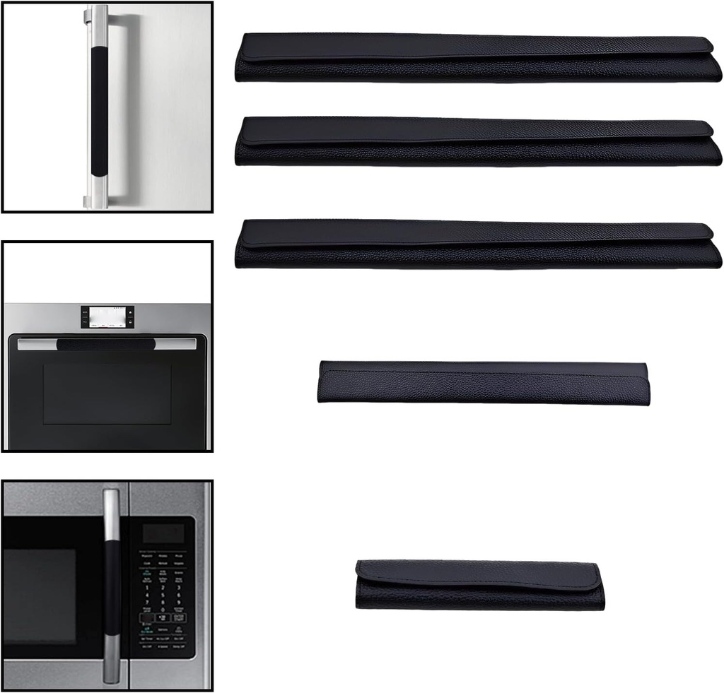5 Pieces Refrigerator Handle Covers, Adjustable Non-Slip Appliance Handle Covers for Fridge, Microwave, Oven, Dishwasher, Easy to Clean & Install, Charcoal Black