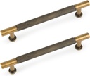 5 Pack Matt Coffee Bronze Solid Brass Cabinet Handles,Kitchen Drawer Pulls, 6-3/10 Inches Furniture Door Handles for Cupboard Bedroom Wardrobe(Modern Reticulation)