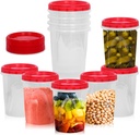 [Red - 12 Pk] Airtight Deli Containers with Lids Twist Lock Top Clear Food Storage for Meal Prep Snacks and Leftovers Freezer and Microwave Safe Stackable Leak-Resistant and 12 Pc. Set (32 Ounce)