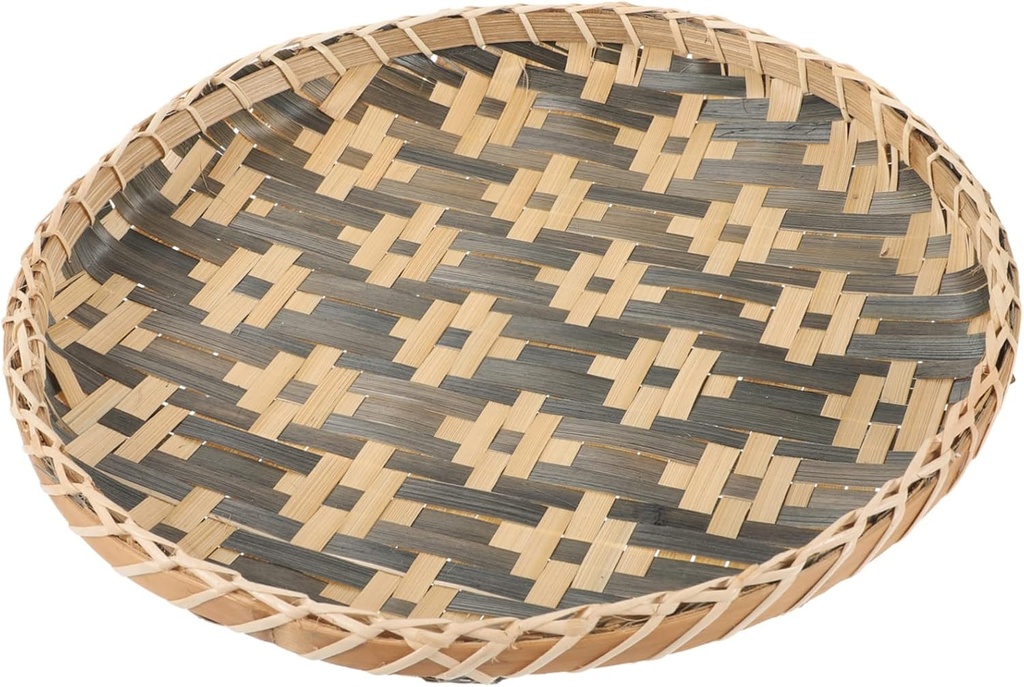 TEHAUX Bamboo Wall Basket Decor Woven Wall Hanging Basket for Art Display Round Bamboo Woven Tray Creative Art for Home and Kitchen Decor