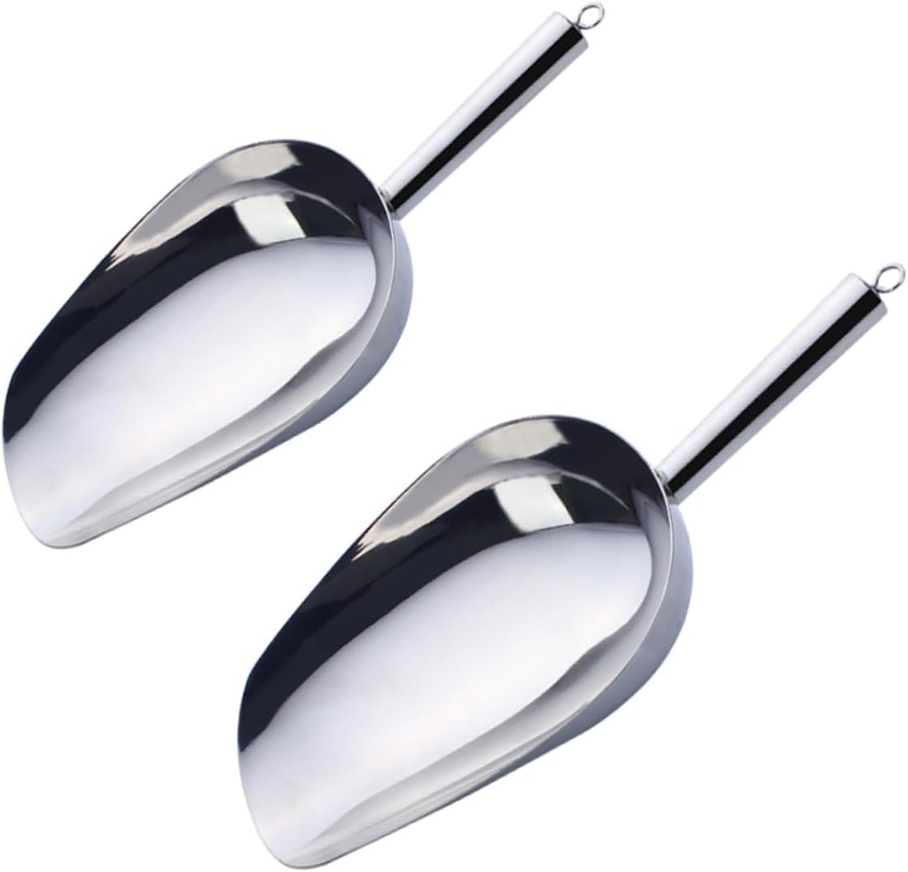 2pcs Stainless Steel Ice Shovel Heavy Duty Rice Scoop Flour Shovel for Kitchen Tea and Party Use Elegant Design for Serving Desserts and Snacks
