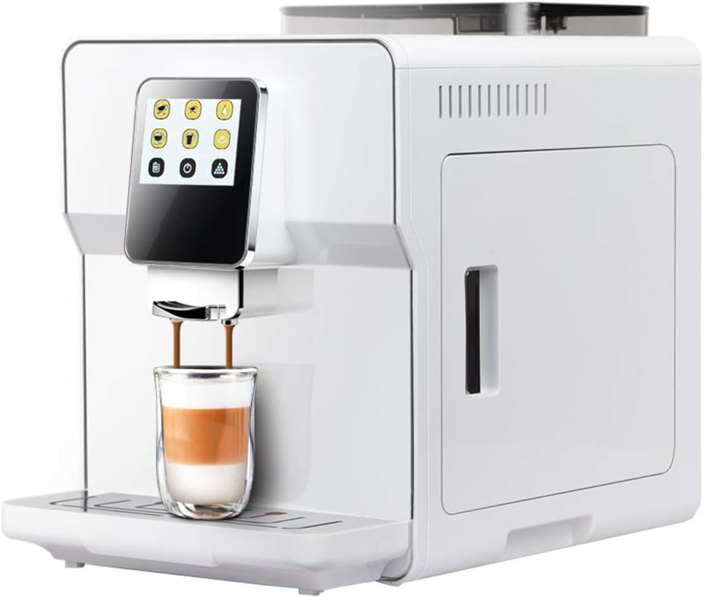 Super Automatic Cafe Quality Espresso, Latte, Americano and Cappuccino Machine with Whole Bean Grinder and Milk Frother, White