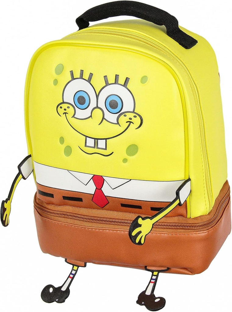 INTIMO Nickelodeon SpongeBob SquarePants Character Face Dual Compartment Lunch Box Bag