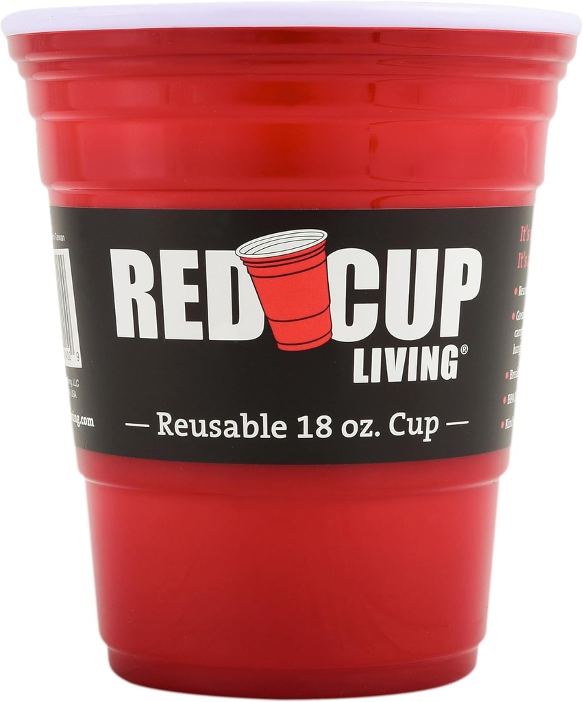 Red Cup Living 18oz Tumbler Cups – Insulated Reusable Plastic Drinking Glasses, Unbreakable Everyday Kitchen Cups, Travel Coffee Tumbler for Hot & Cold Drinks, Gifts for Men & Women