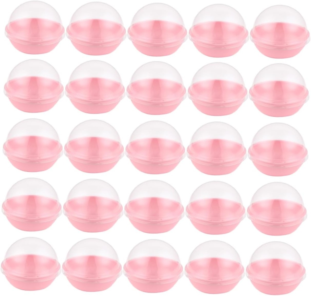 PRETYZOOM 100Pcs Mini Cupcake Containers with Dome Lid Individual Cake Dessert Boxes for Cakes Pastries Egg Yolk Puff Stable Bottom Pink Packaging for Baking and Party Use