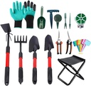 33-Piece Garden Tool Set with Ergonomic Handles, Rust-Proof Durable Gardening Hand Tools, Gardening Shears,Portable Stool (Set-33pcs)