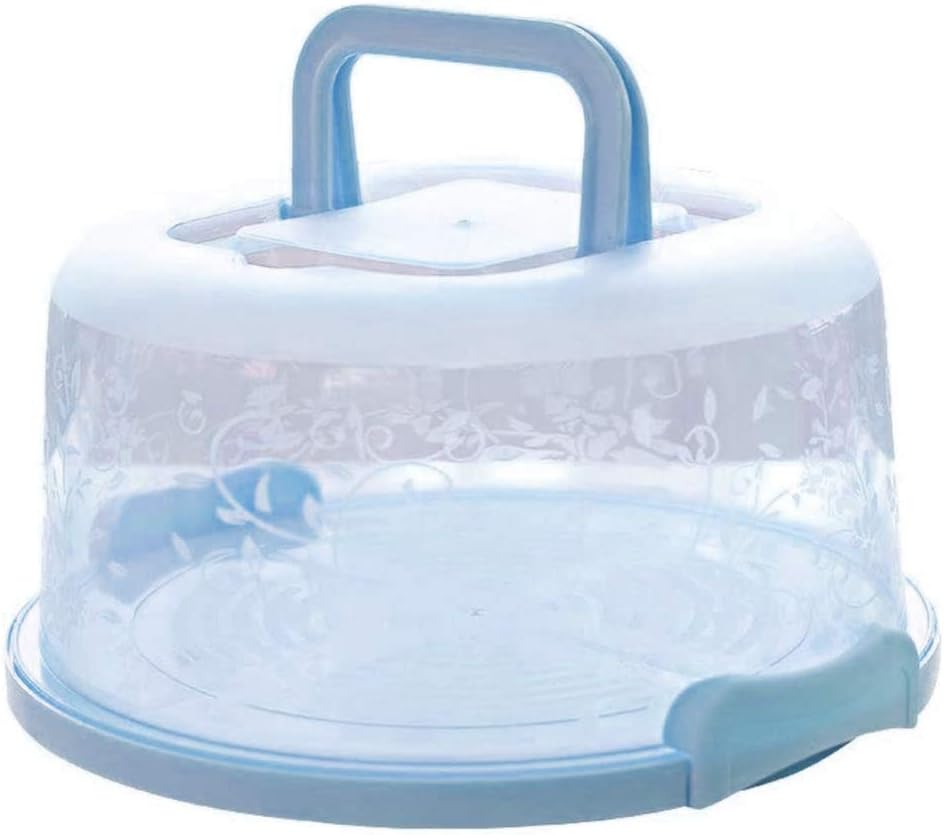 Cake Carrier, Portable Round Cupcake Serving Tray Stand Box with Two Sided Cake Holder for Muffins Cheesecakes Bundt Cakes Brownie (Blue)