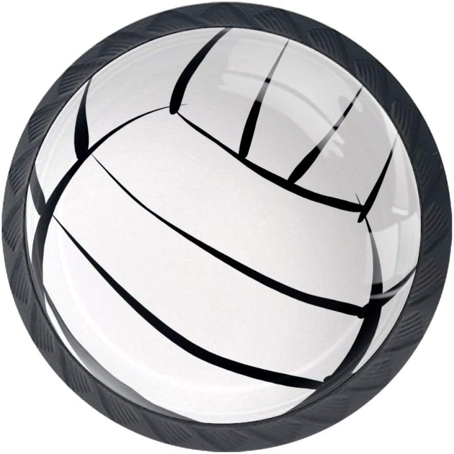 Volleyball 4 Pcs Crystal Glass Cabinet Dresser Knobs Drawer Door Cabinet Knobs Pull Handles for Kitchen Bathroom Unique