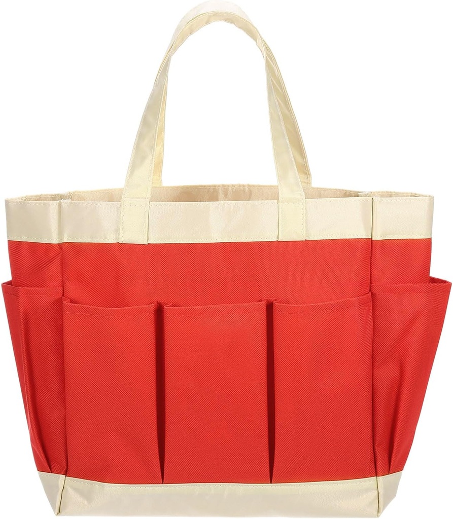 HARFINGTON Garden Tool Bag 11.22" x 5.12" x 11.02" Large Oxford Bag with Pockets Garden Tote Bag Gardening Plant Tool Organizer Storage Carrier Store for Outdoor Women Men, Orange-Red