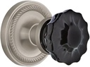 Nostalgic Warehouse 727100 Rope Rosette Double Dummy Crystal Black Glass Door Knob in Satin Nickel