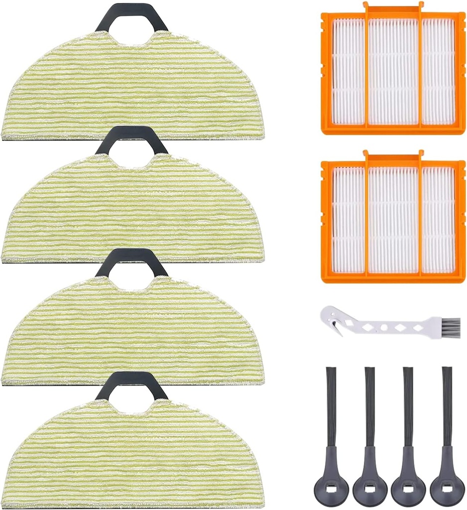 JYAILIFIS RV2610WA Vacuum Mop Replacement Pads Compatible with Shark RV2610WA RV2620WA RV2410WD AV2610WA AI Ultra 2- in-1 Robot Vacuum, 4 Mop Pads, 2 Filters, 4 Side Brushe