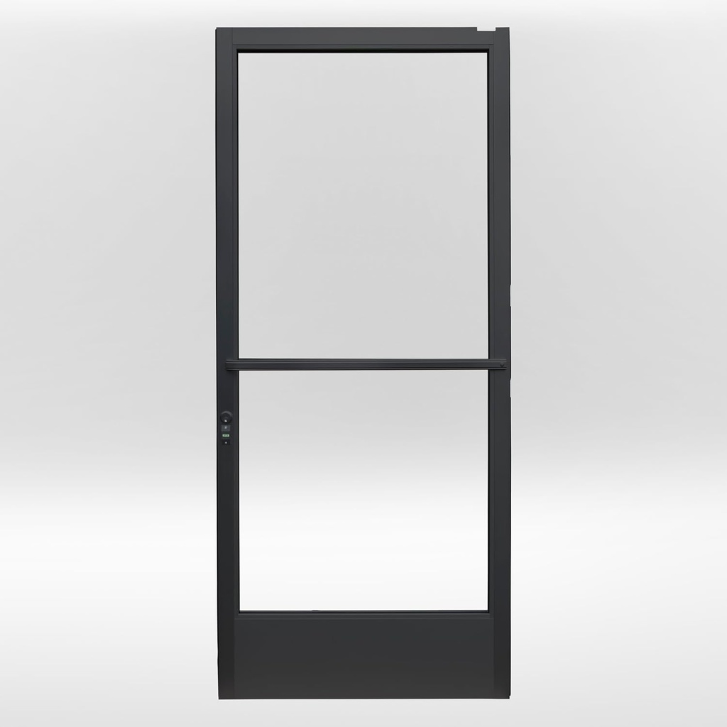 Commercial Graded Store Front Aluminum Door - Glass - Emergency Exit - Pull/Push - Heavy Duty (Inswing Right, Black)
