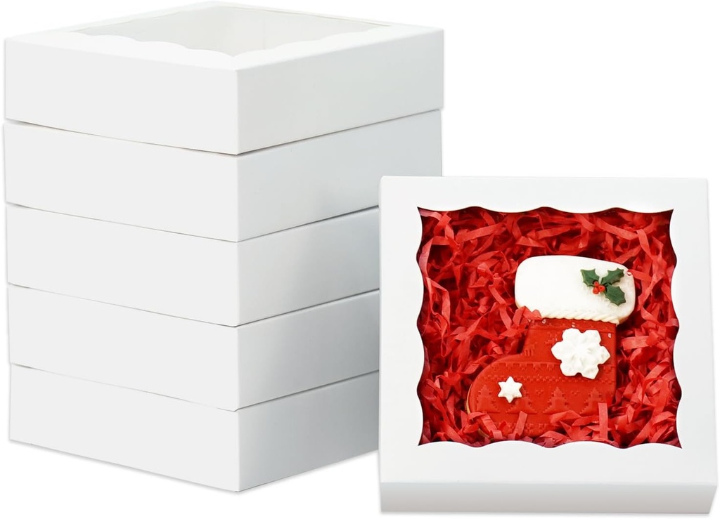 100pcs Individual Cookie Boxes 4 1/2" x 4 1/2" x 1 1/5" Inch Small Gift Boxes Single Treat Box Mini Dessert Box for Christmas Valentine's Mother's Day-White