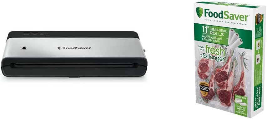 FoodSaver Vacuum Sealing Machine and Bags Bundle | PowerVac Compact Vacuum Sealer + Custom Fit Bags