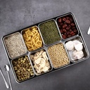 KIMISS Box Seasoning Organizer Box 8 Grids Stainless Steel Jars Spices Container Set Rack with Lids And Spoons for Salt Snacks Flour Dry Goods Fruits