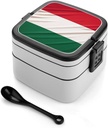 Italy Flag Bento Box Double Layer Lunch Box for Adults with Spoon And Handle Stackable Lunchbox Leakproof Lunch Container for Work Picnic Travel