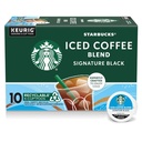 Starbucks K-Cup Pods, Medium Roast Iced Blend, Signature Black for Keurig Makers, 100% Arabica, 1 Box (10 ct)