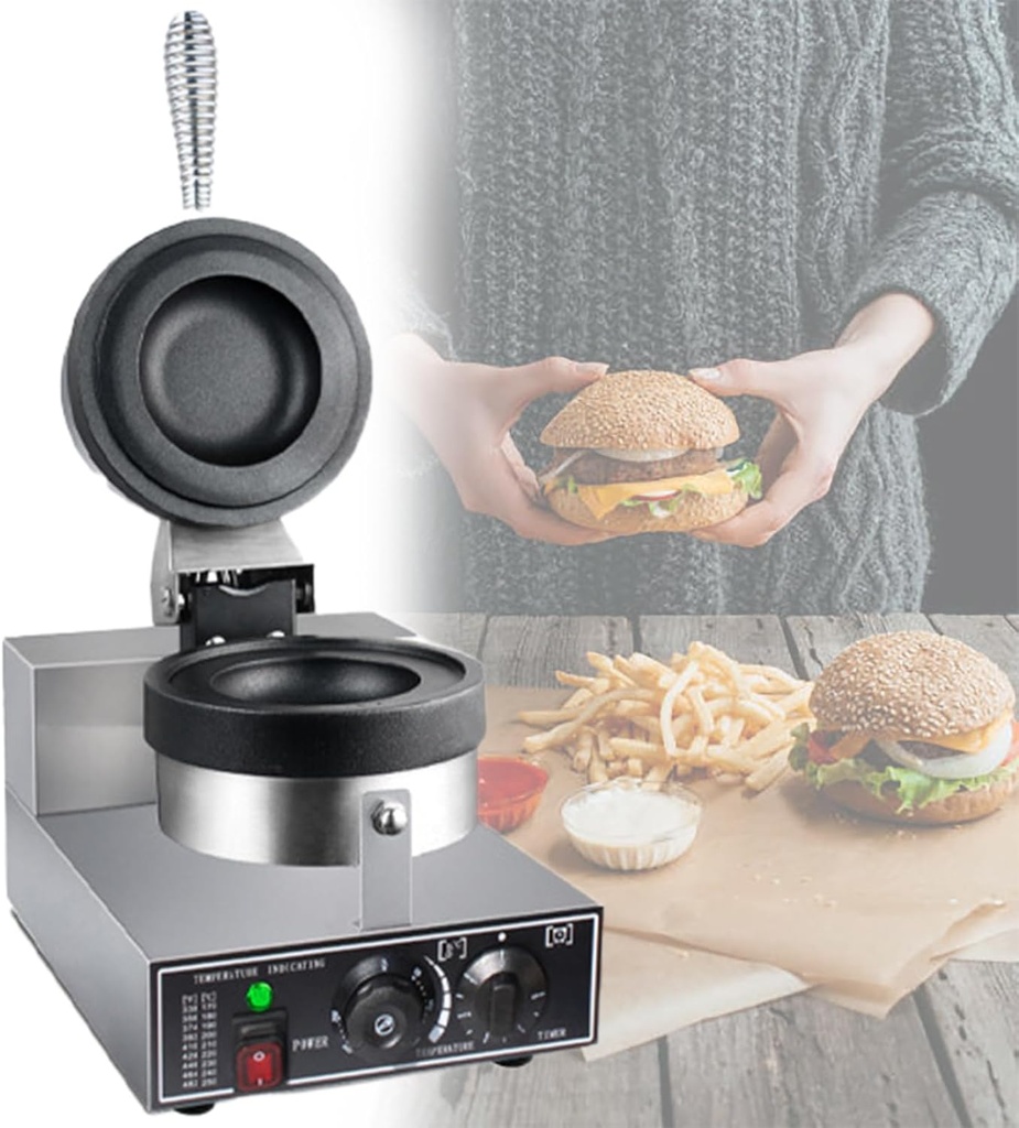 Electric Waffle Maker, Panini Press Sandwich Maker Ice Cream Brioche Hamburger Maker Non-stick Plates Independent Temperature Control for Bakeries, Restaurants