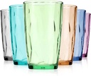 6 Pcs Plastic Drinking Tumbler, Premium Quality Plastic Drinking Glasses, Dishwasher-Safe BPA-Free Durable Mixed Colors Assorted Stackable Cups, 17 oz