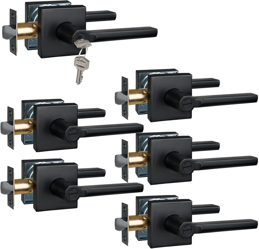 1pc Keyed Entry Door Lever & 5pc Privacy Door Levers