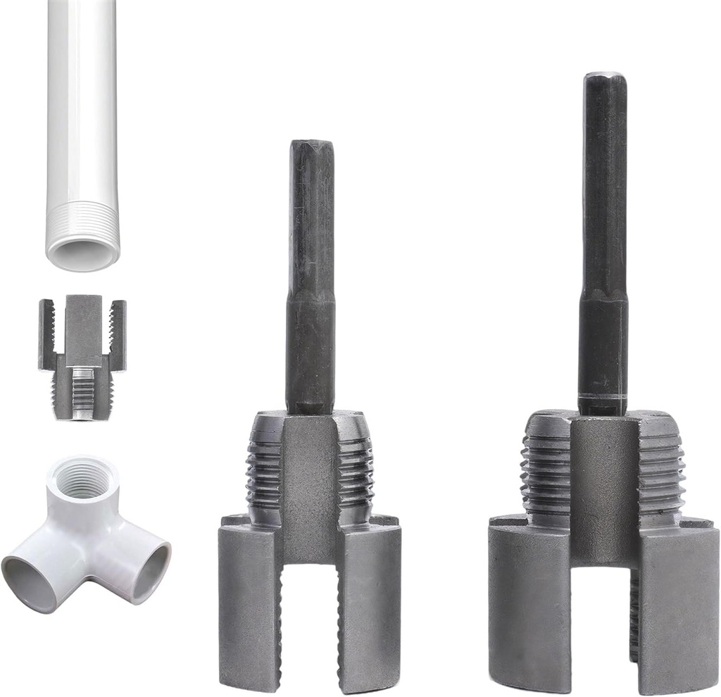 Pipe Threading Tool for PVC, Internal External Pipe Threading Tool, 1/2 and 3/4 Inch Plastic Thread Maker, Electric Drill Compatible Pipe Thread Cutting Tool (2PCS)